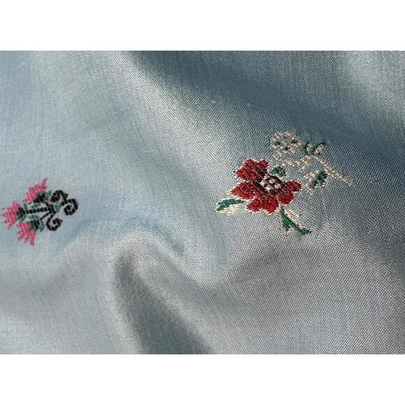 Vtg 1970s Sz M Silk Embroidered Gibson Bayh Pleated Folk Bohemian Peasant Dress - Picture 6 of 8